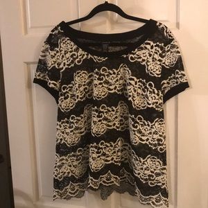 Torrid black and white lace top.